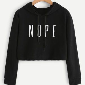 Cropped Thin Black "Nope" Hoodie